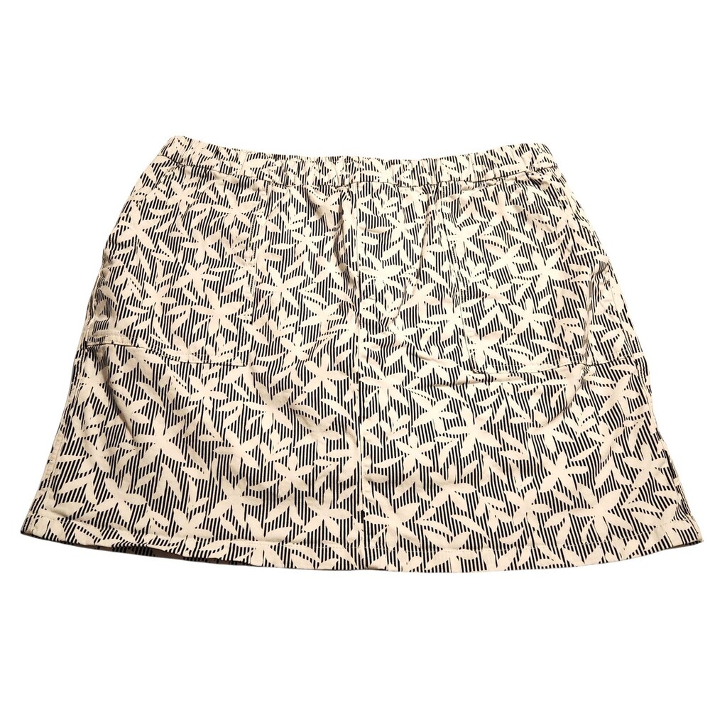 Lands End Skort Black & White Floral Print Cotton Blend Pockets Womens Size 18W